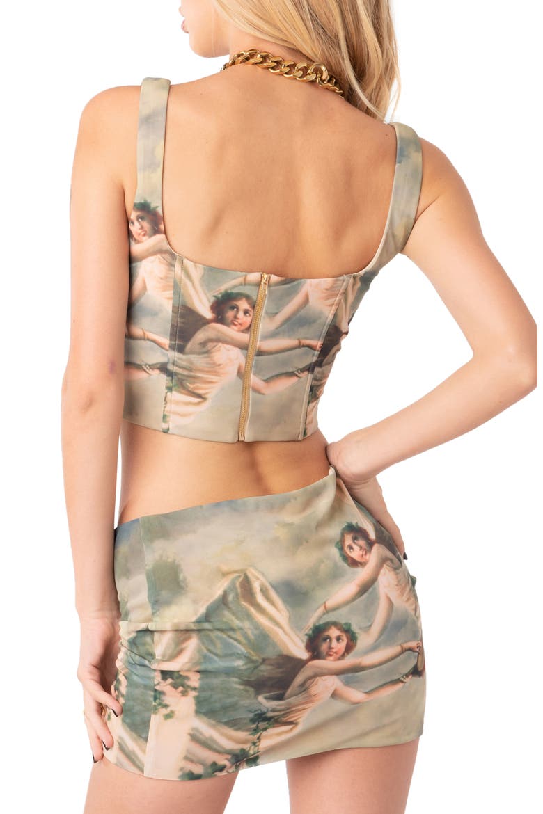 Halo Angel Print Square Neck Corset, Alternate, color, BEIGE