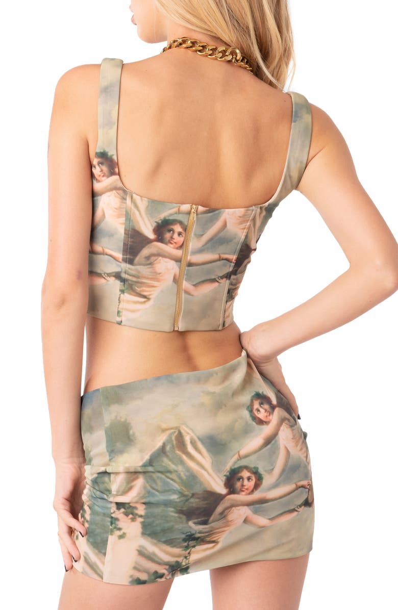 EDIKTED Halo Angel Print Square Neck Corset, Alternate, color, 