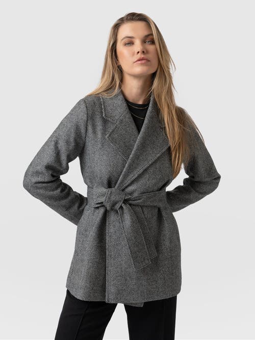 Saint + Sofia Audrey Wrap Coat In Gray