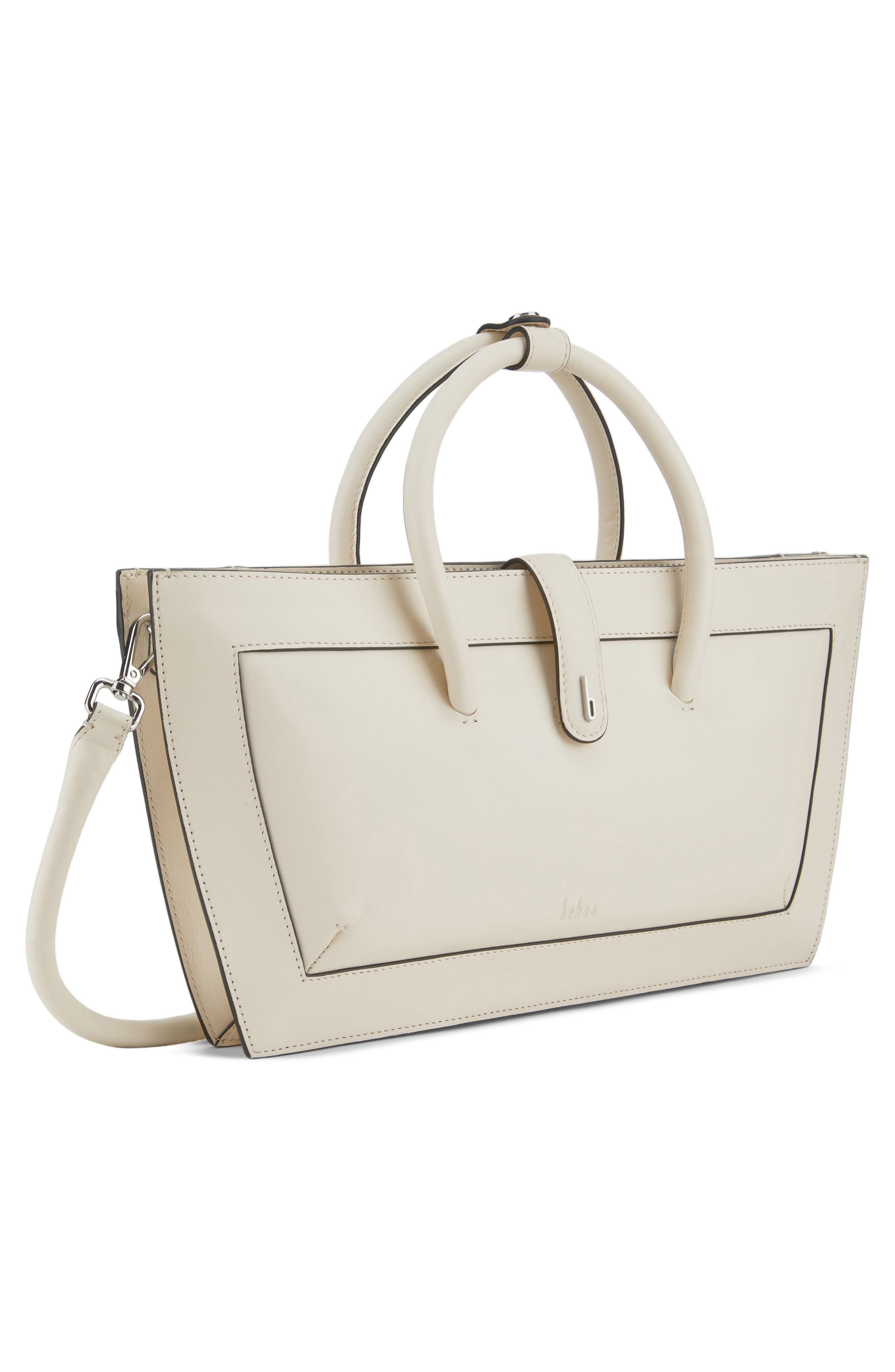 Frida Leather Baguette Top Handle Bag, Alternate, color, ECRU