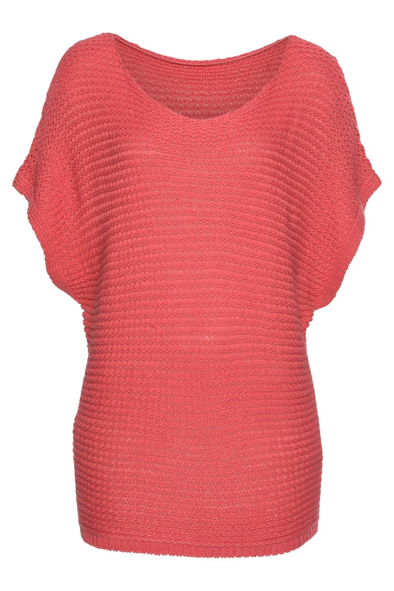 Short Sleeve Knit Sweater, Alternate, color, Coral