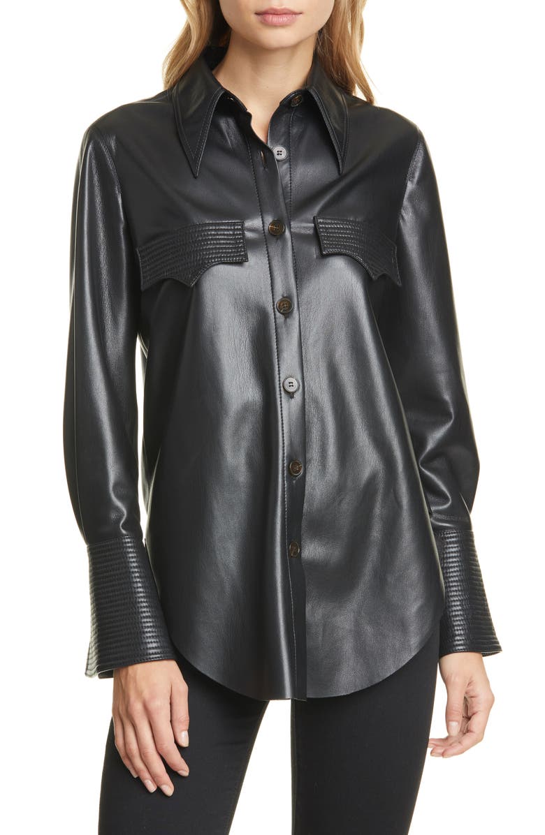 Nanushka Elpi Vegan Leather Shirt, Main, color, 