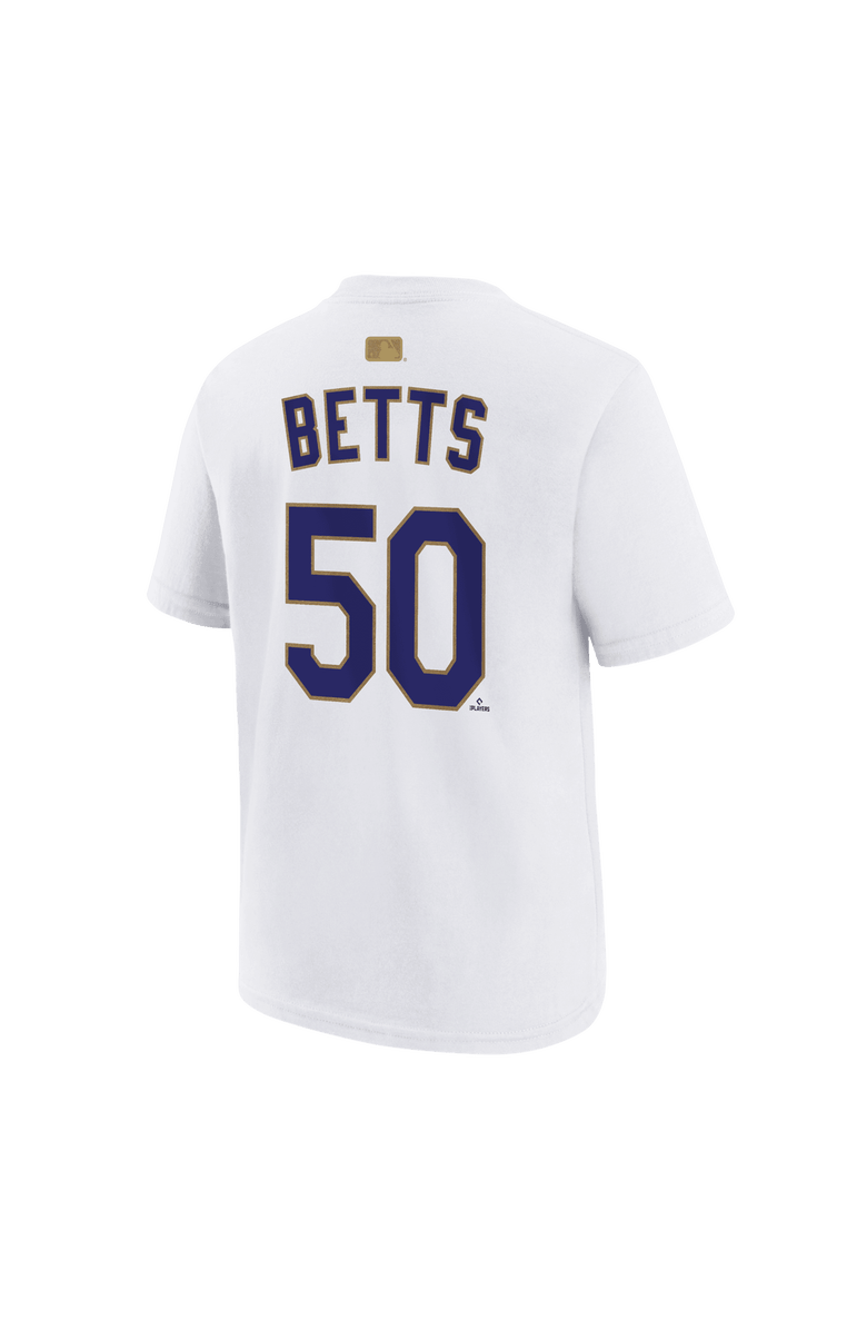Nike Youth Nike Mookie Betts White Los Angeles Dodgers 2026 Gold Collection Name & Number T-Shirt, Alternate, color, White