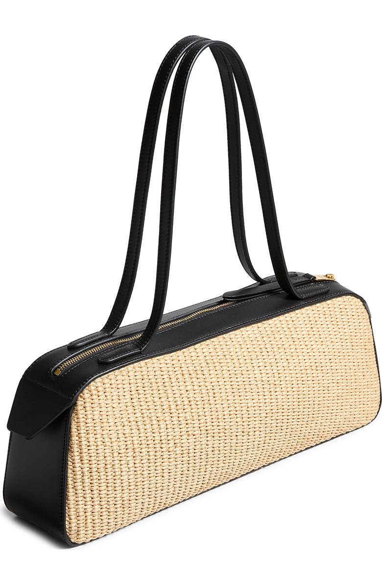Khaite Simona Faux Raffia Shoulder Bag, Alternate, color, Black / Natural 367