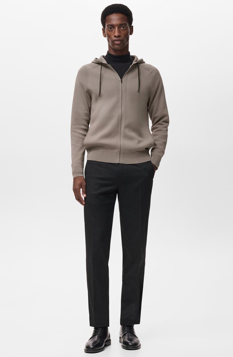 MANGO Theromoregulated Zip-Up Hoodie, Alternate, color, Medium Brown