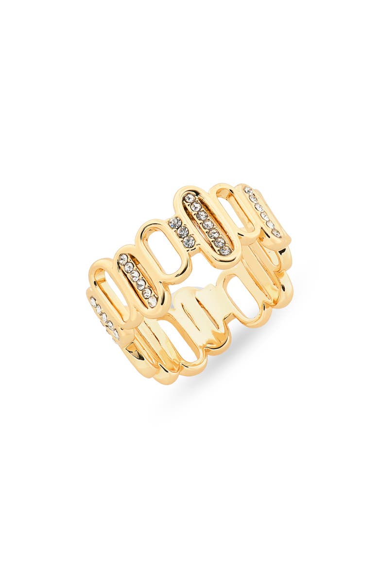 Cubic Zirconia Paper Clip Ring, Main, color, CLEAR- GOLD
