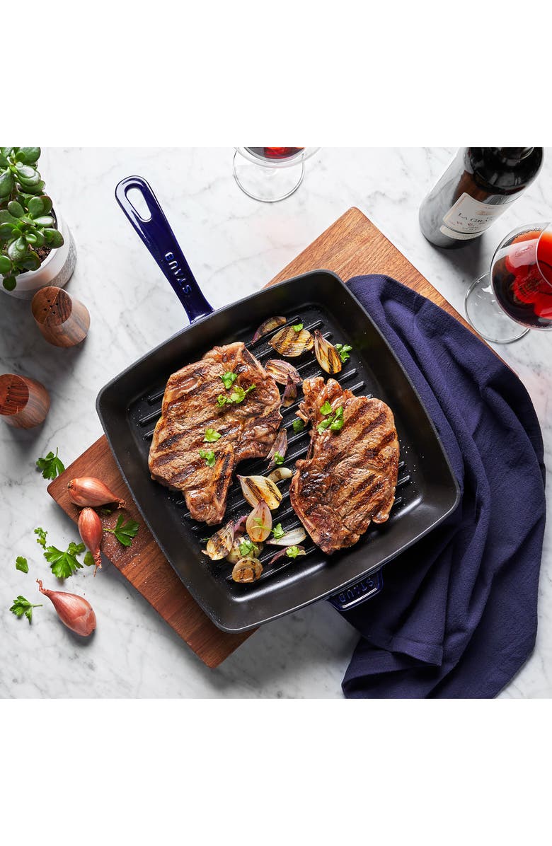 Staub 12-Inch Enameled Cast Iron Grill Pan, Alternate, color, Dark Blue