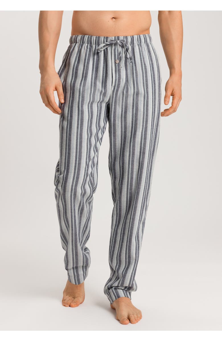 Hanro Cozy Comfort 100% Woven Cotton Flannel Pants, Alternate, color, Moonlight Stripe