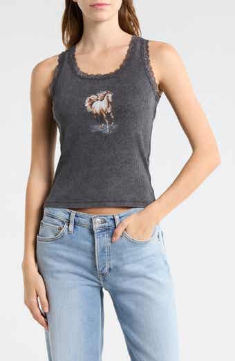 Vinyl Icons Lace Horse Graphic Tank
