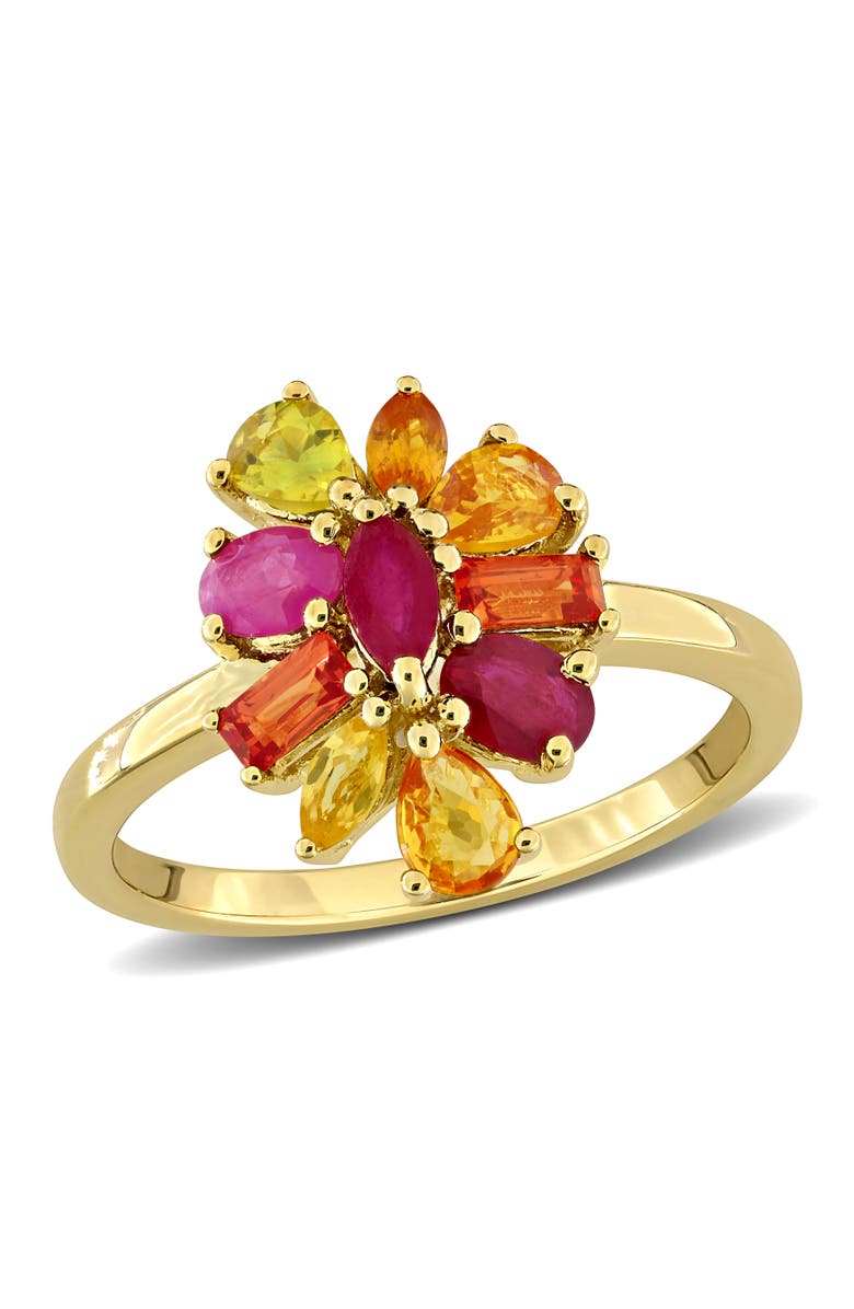 Julianna B. Ruby & Sapphire Floral Ring Plated Silver, Main, color, Ruby