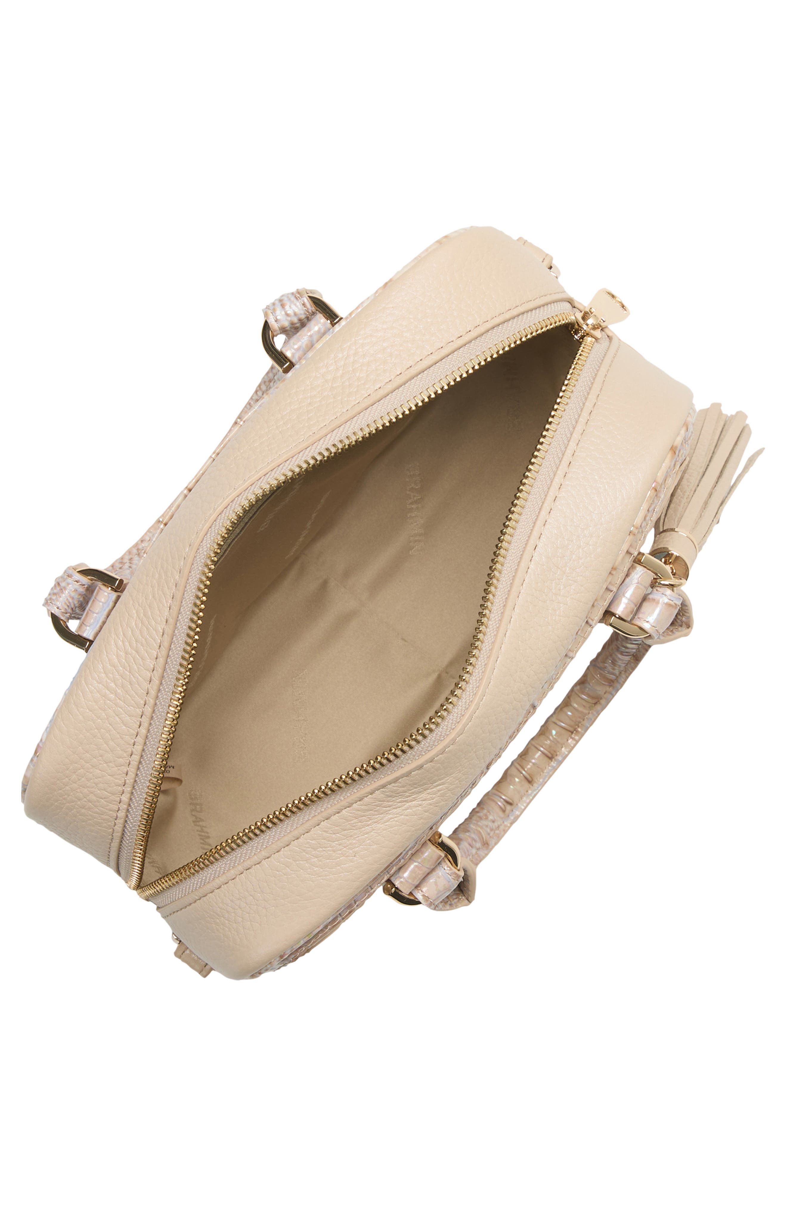 Brahmin Mara Croc Embossed Leather Top Handle Bag, Alternate, color, Pearl Admire