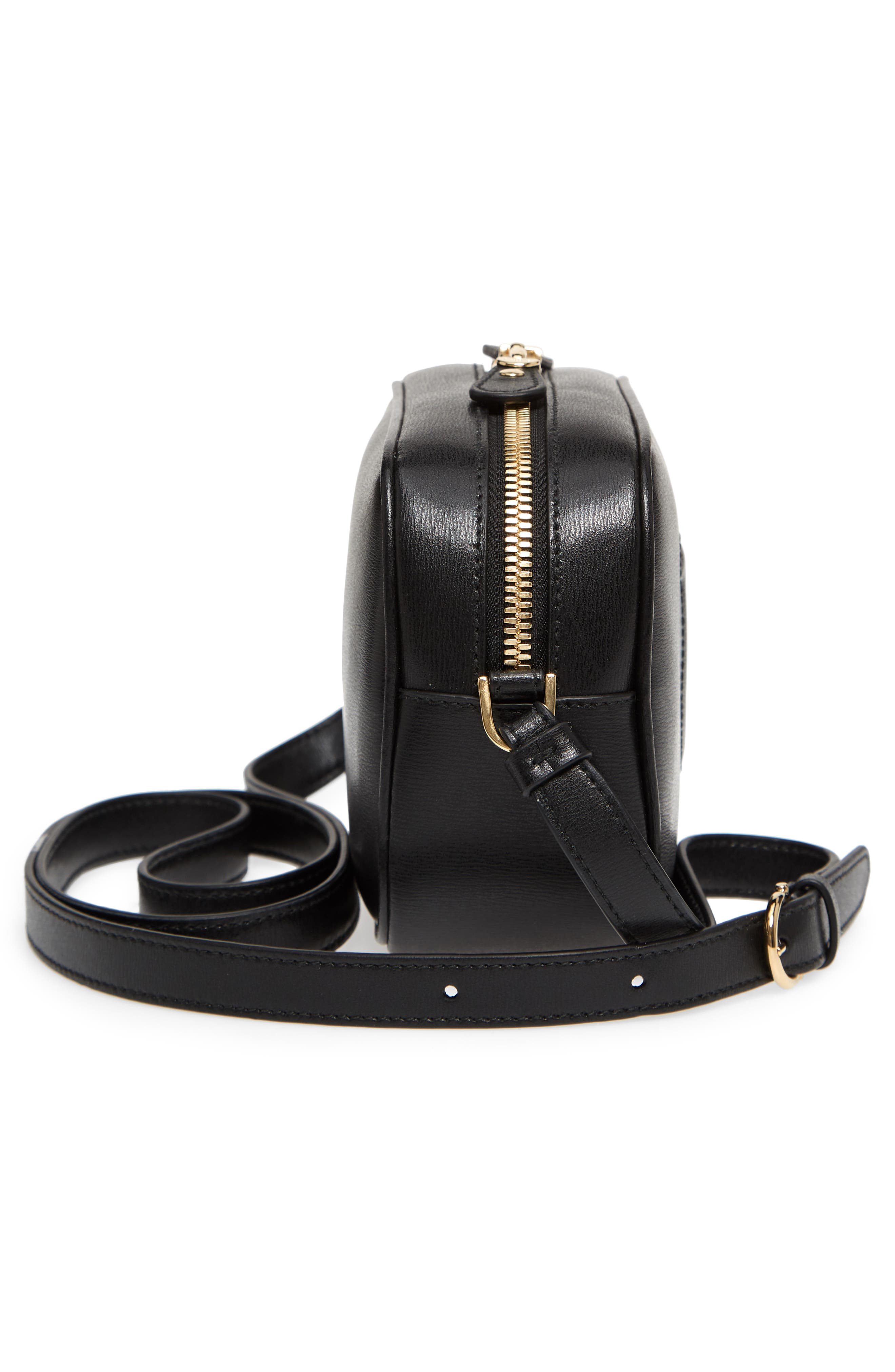 Salvatore Ferragamo Gancio Leather Camera Bag, Alternate, color, NERO