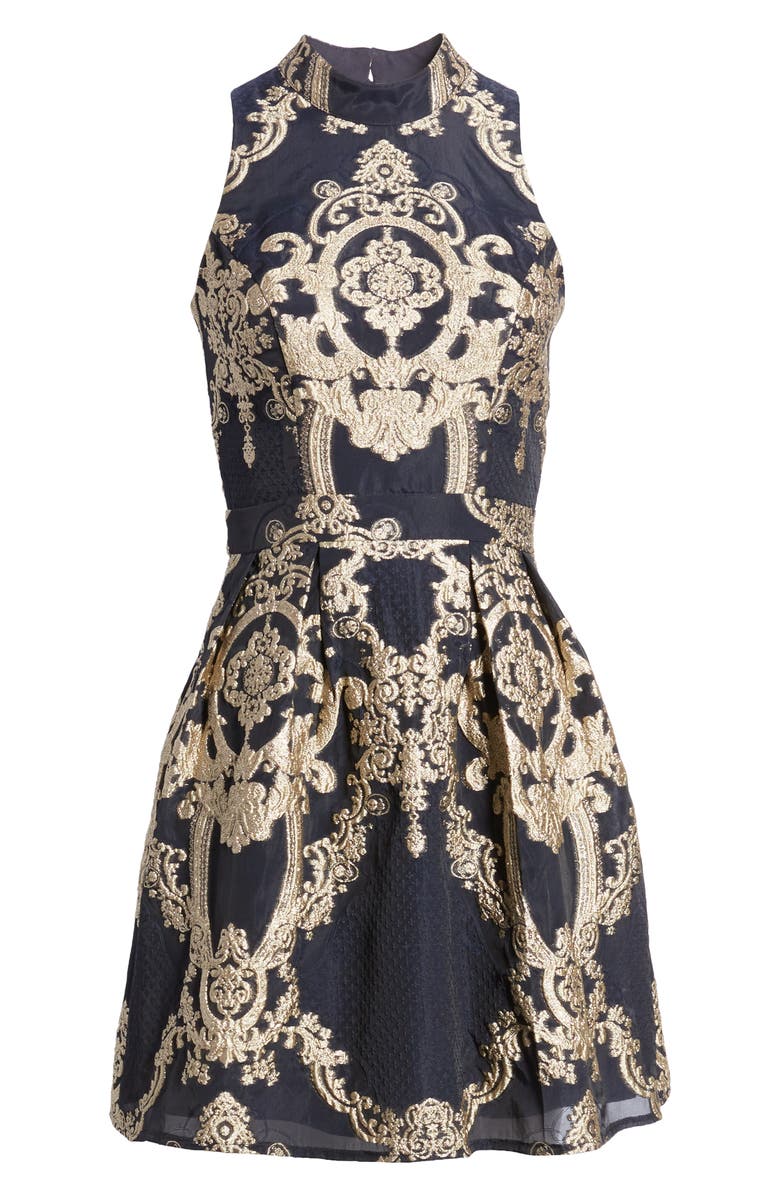 Chi Chi London Jacquard Fit & Flare Cocktail Dress, Alternate, color,