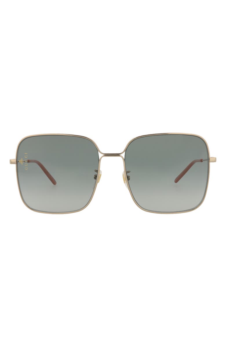 Gucci 60mm Square Sunglasses, Main, color, Gold Gold Grey