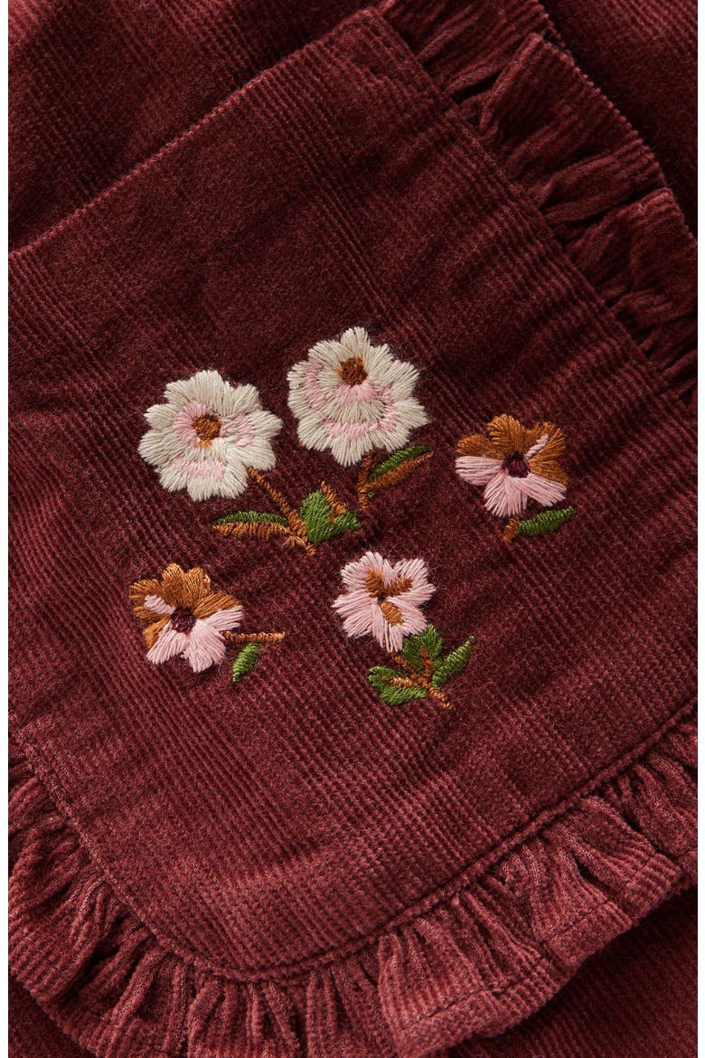 Kids' Frill Corduroy Pants, Alternate, color, CHESTNUT EMBROIDERY