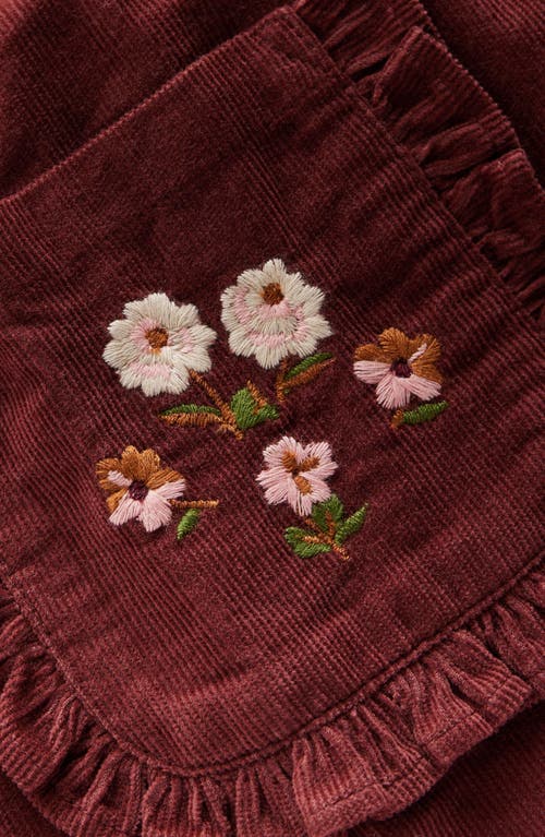 Mini Boden Kids' Frill Corduroy Pants In Burgundy