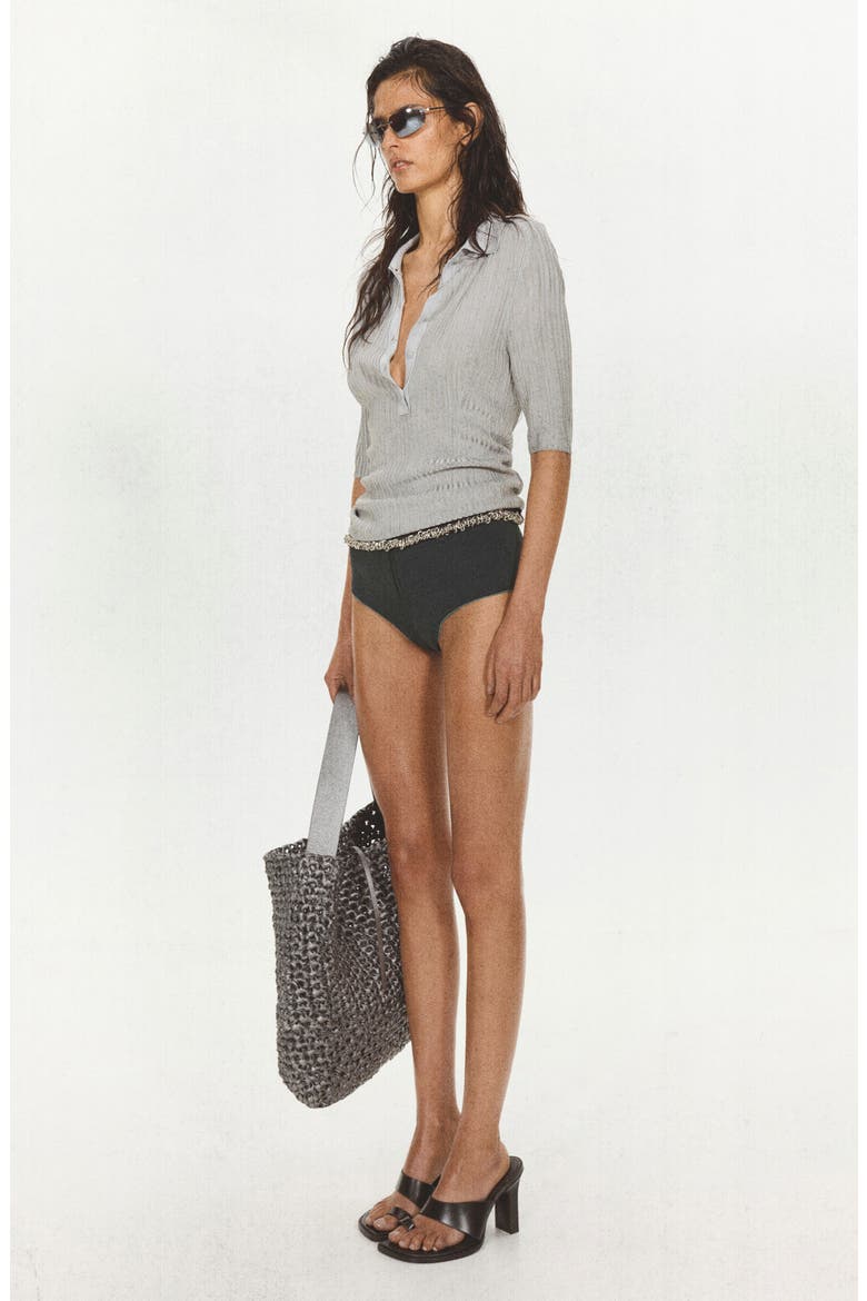 Contrasted Trim Knit Shorts, Alternate, color, DARK BLUE