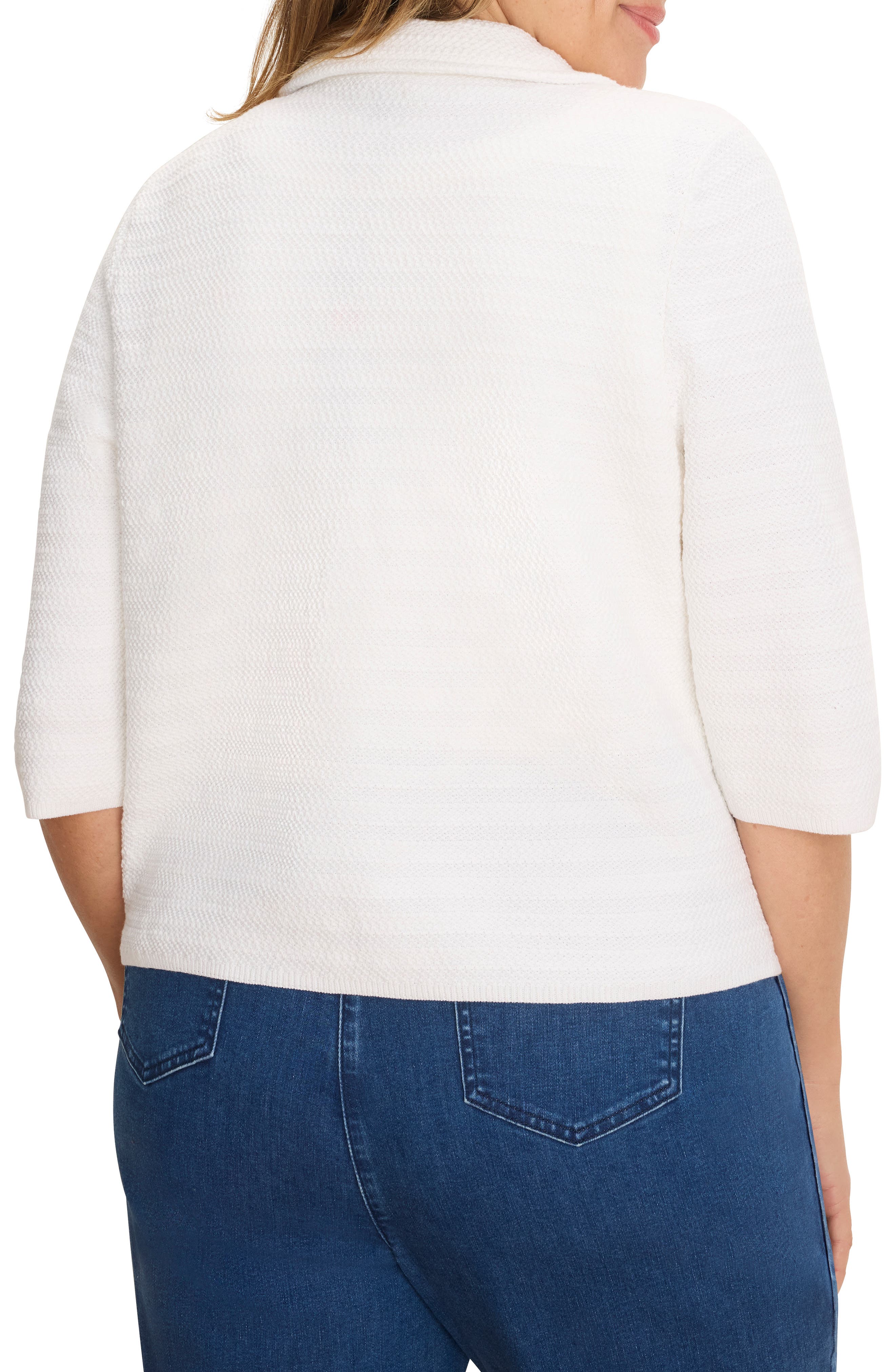 Elbow Sleeve Textured Knit Jacket - image 2