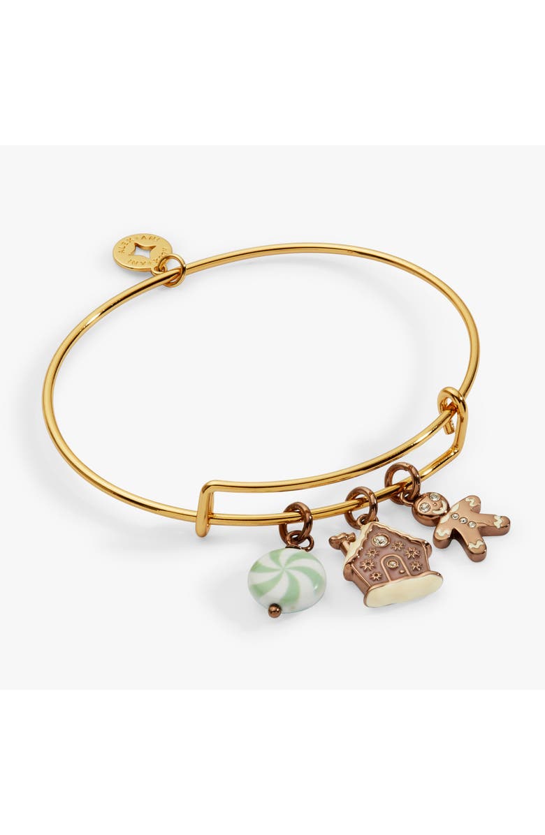 Alex and Ani Pink Christmas Multi-Charm Brangle Bracelet, Main, color, Gold
