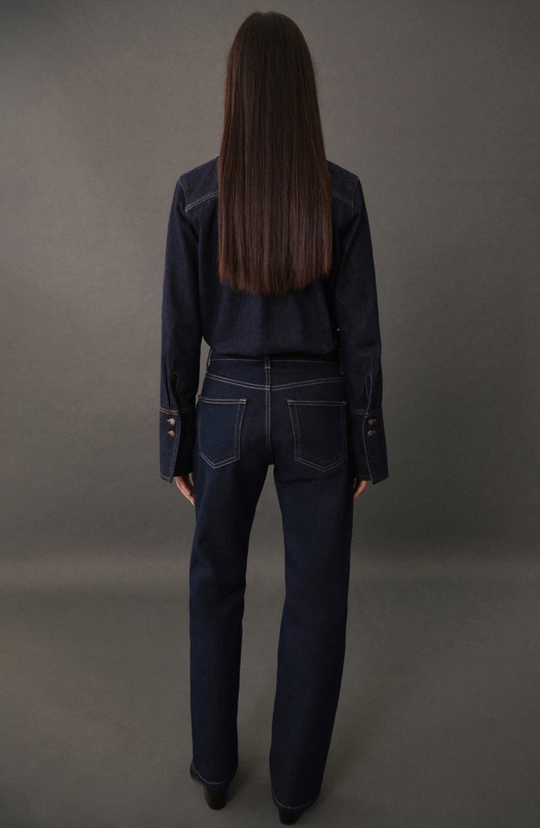 MANGO Western Denim Button-Up Shirt, Alternate, color,