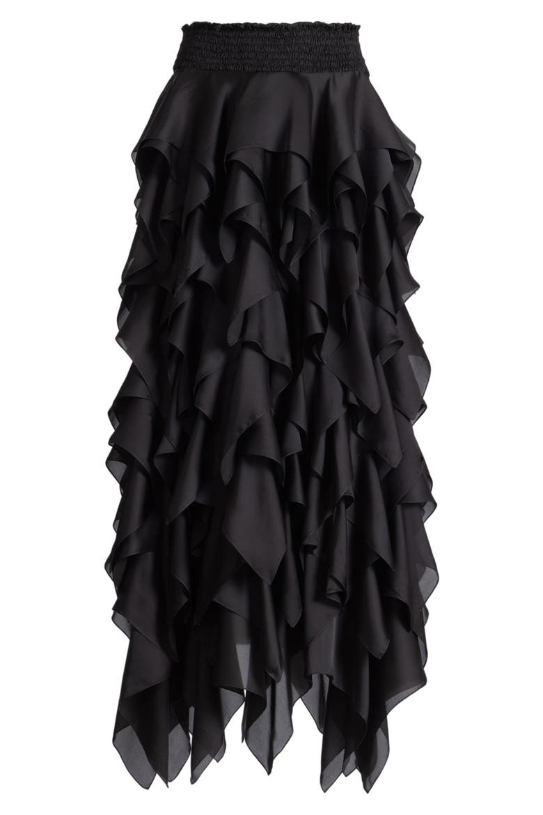 Long ruffled skirt, Alternate, color, black