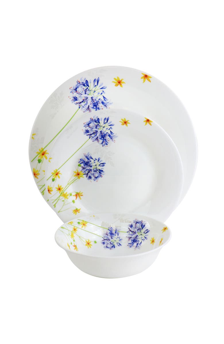 Gibson Ultra Ultra Violet Floral 12 Piece Tempe Opal Glass Dinnerware Set, Alternate, color, White