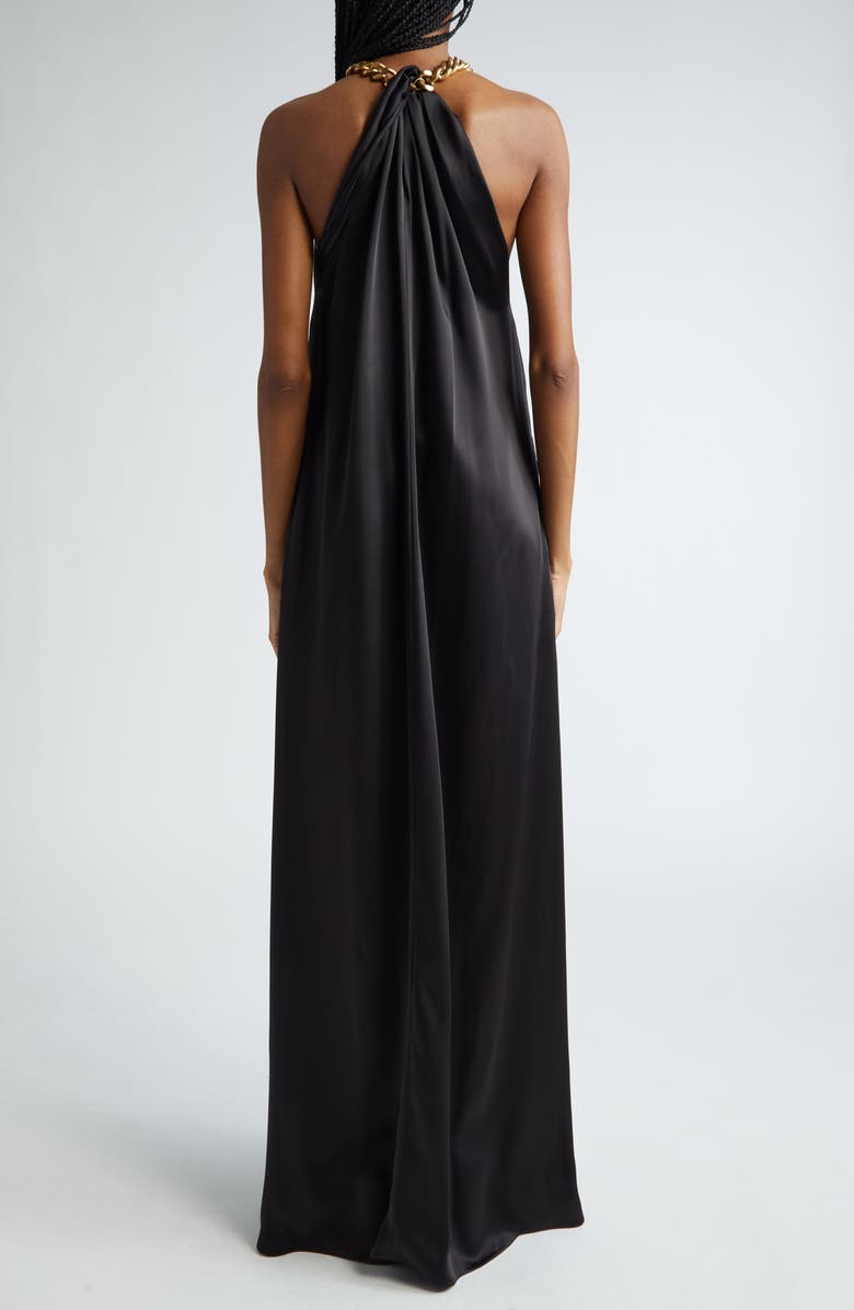 Stella McCartney Chain Crossover Halter Satin Gown, Alternate, color,
