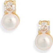 NORDSTROM RACK Cubic Zirconia & Faux Pearl Stud Earrings
