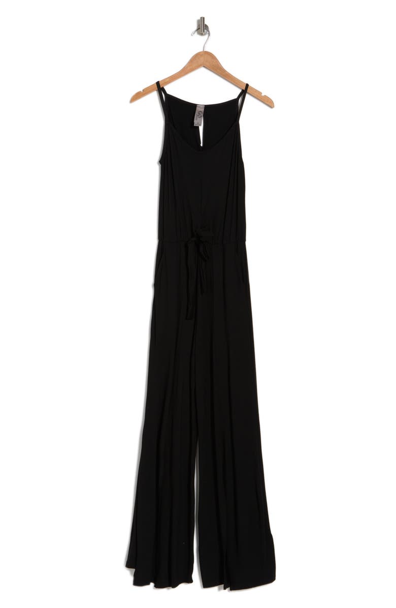 GO COUTURE Tie Front Wide Leg Jumpsuit, Alternate, color, Black