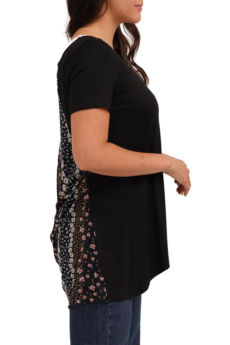 Print Mesh Back T-Shirt, Alternate, color, BLACK/ DAISYCHAIN
