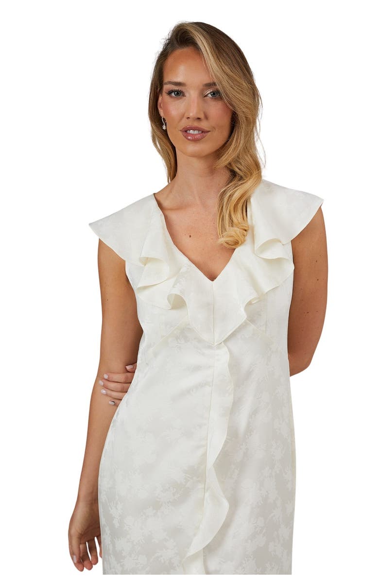 Oasis Satin Jacquard V-Neck Bridesmaid Dress, Alternate, color, Champagne