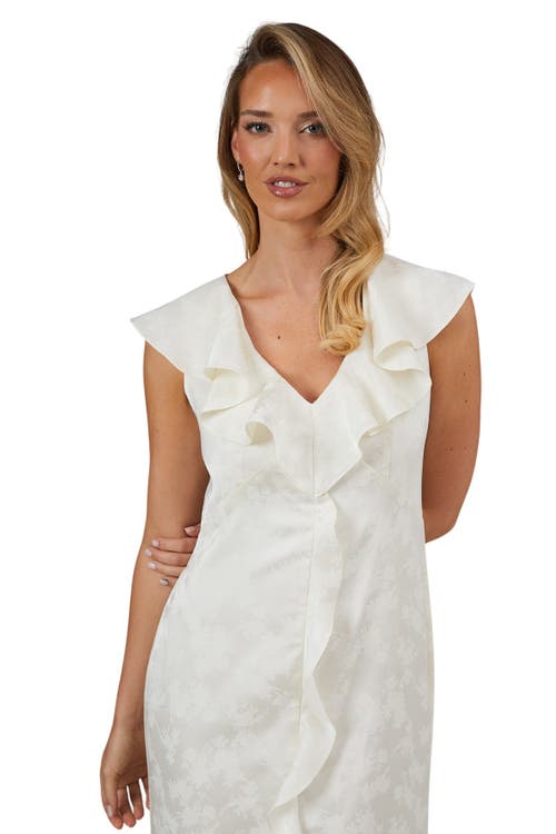 Oasis Satin Jacquard V-neck Bridesmaid Dress In White