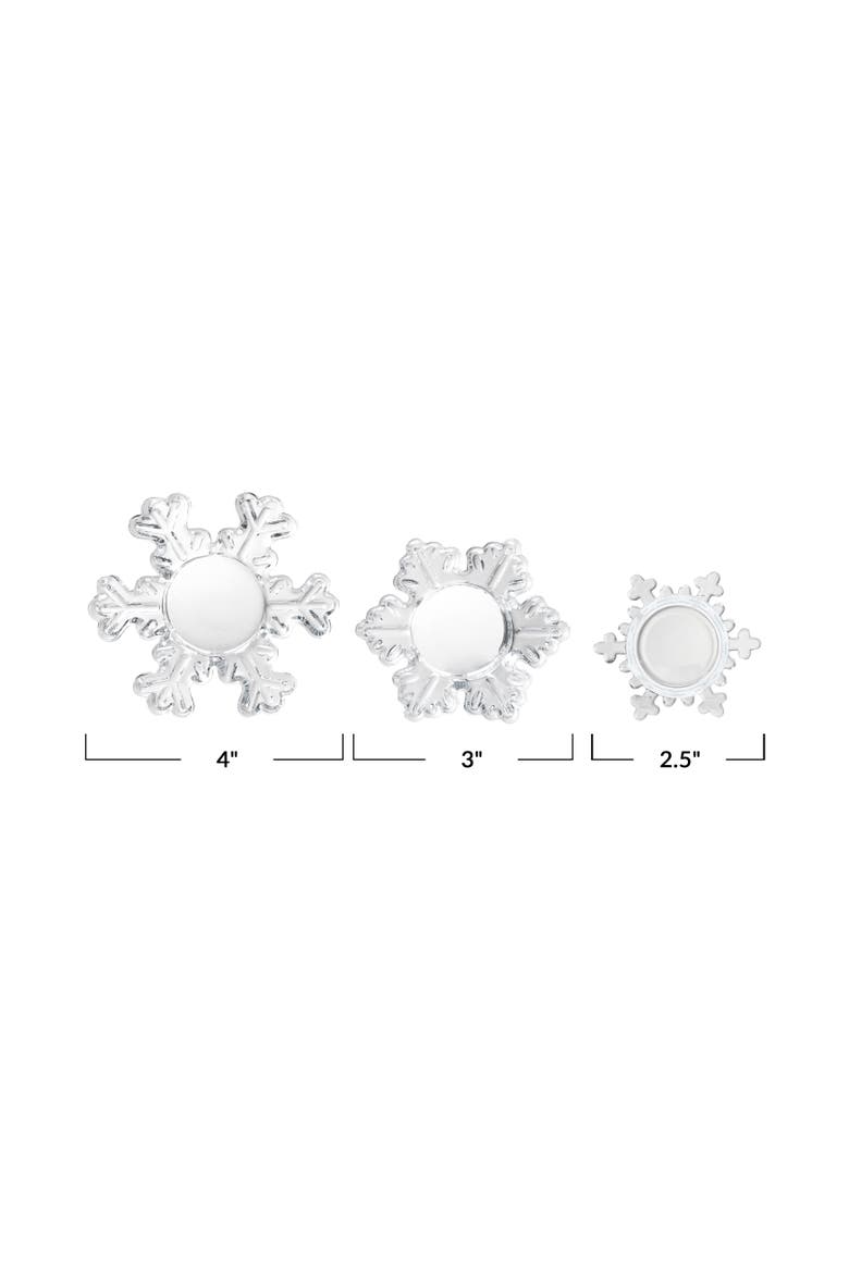 Glass Snowflake Tealight Holders, Set of 3, Alternate, color, Clear