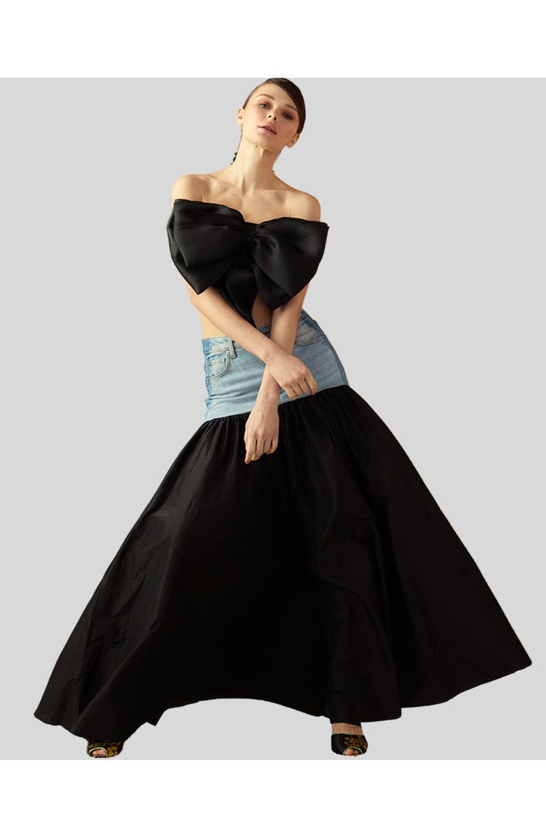 Cynthia Rowley Denim Taffeta Skirt, Alternate, color, 