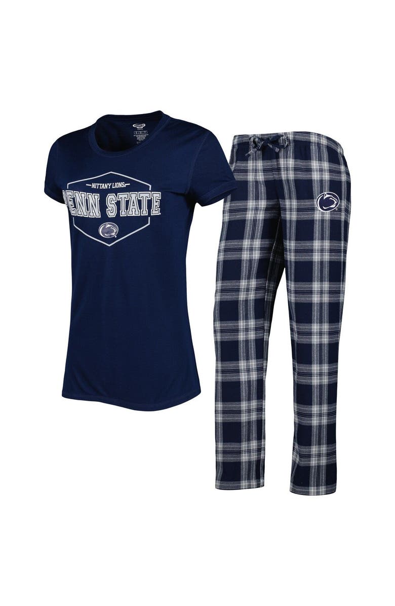 CONCEPTS SPORT Women's Concepts Sport Navy/Gray Penn State Nittany Lions Badge T-Shirt & Flannel Pants Sleep Set, Main, color, 