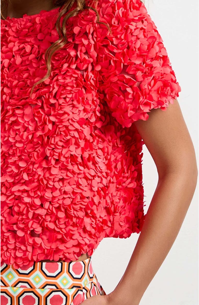 Trina Turk Verdi 3D Floral Top, Alternate, color, Corso Coral