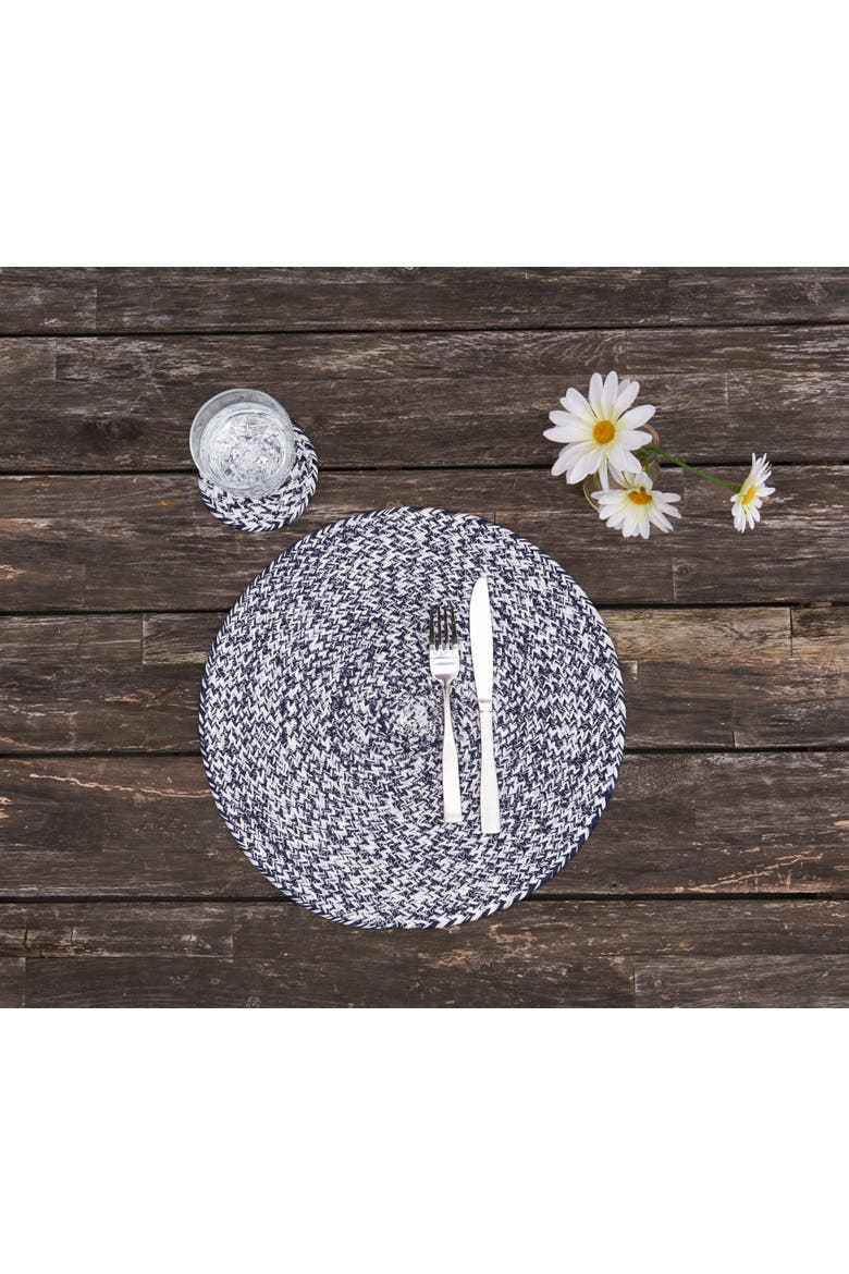 Braided Round Placemats Set of 6 Collection, Alternate, color, Blue