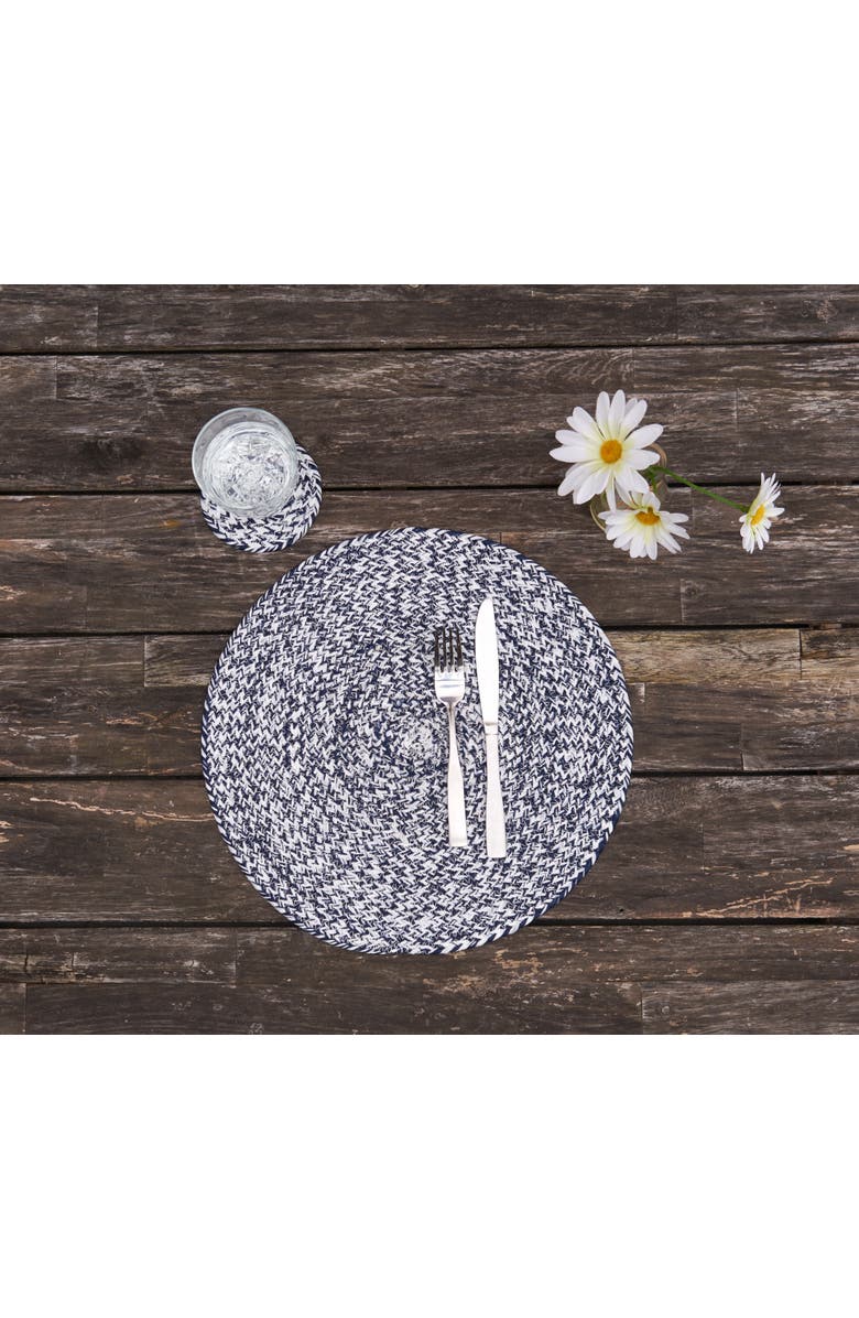 C&F Home Braided Round Placemats Sets of 6 Collection, Alternate, color, Blue