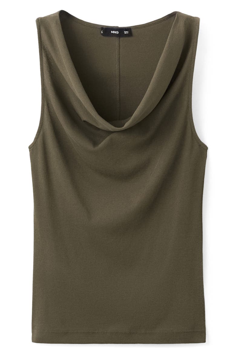 Fitted Cowl Neck Sleeveless Cotton Top, Alternate, color, KHAKI GREEN