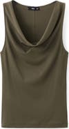 MANGO Fitted Cowl Neck Sleeveless Cotton Top