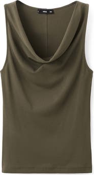 MANGO Fitted Cowl Neck Sleeveless Cotton Top