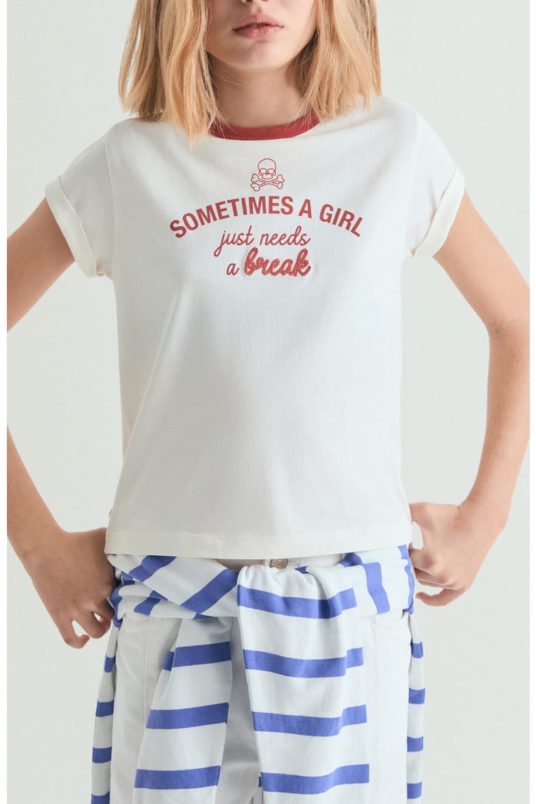 Kids Printed T-shirt with contrasting collar, Main, color, OffWhite