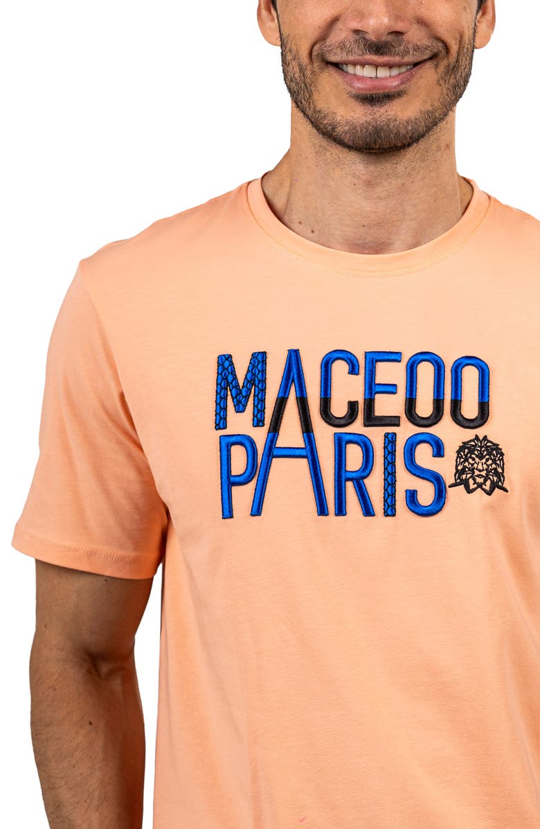 Maceoo Colossal Peachpink Embroidered Logo Stretch Cotton T-Shirt, Alternate, color, Pink
