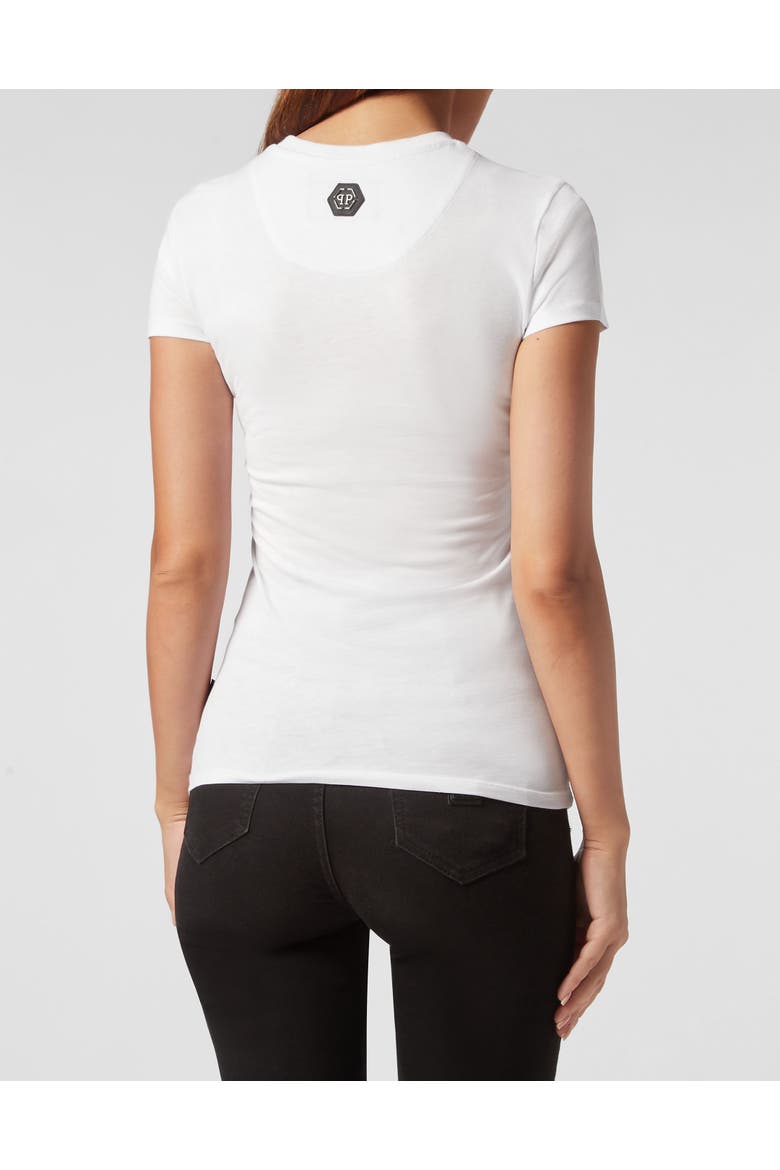 T-Shirt Round Neck Skull Women, Alternate, color, white