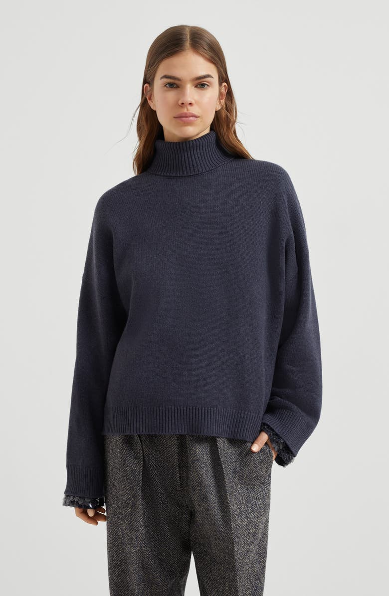 Brunello Cucinelli Turtleneck sweater, Alternate, color, Navy Blue