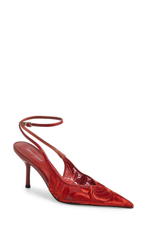 Jeffrey Campbell Exec Ankle Strap Pointed Toe Pump In Brick Red