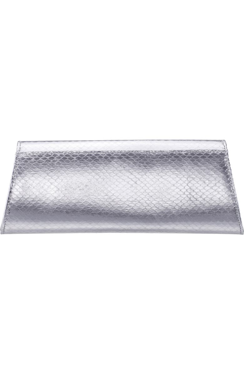 Nina Kallie Embossed Metallic Clutch, Alternate, color, Silver