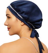 SILKSILKY Pure Silk Lace Bonnet with Ribbons