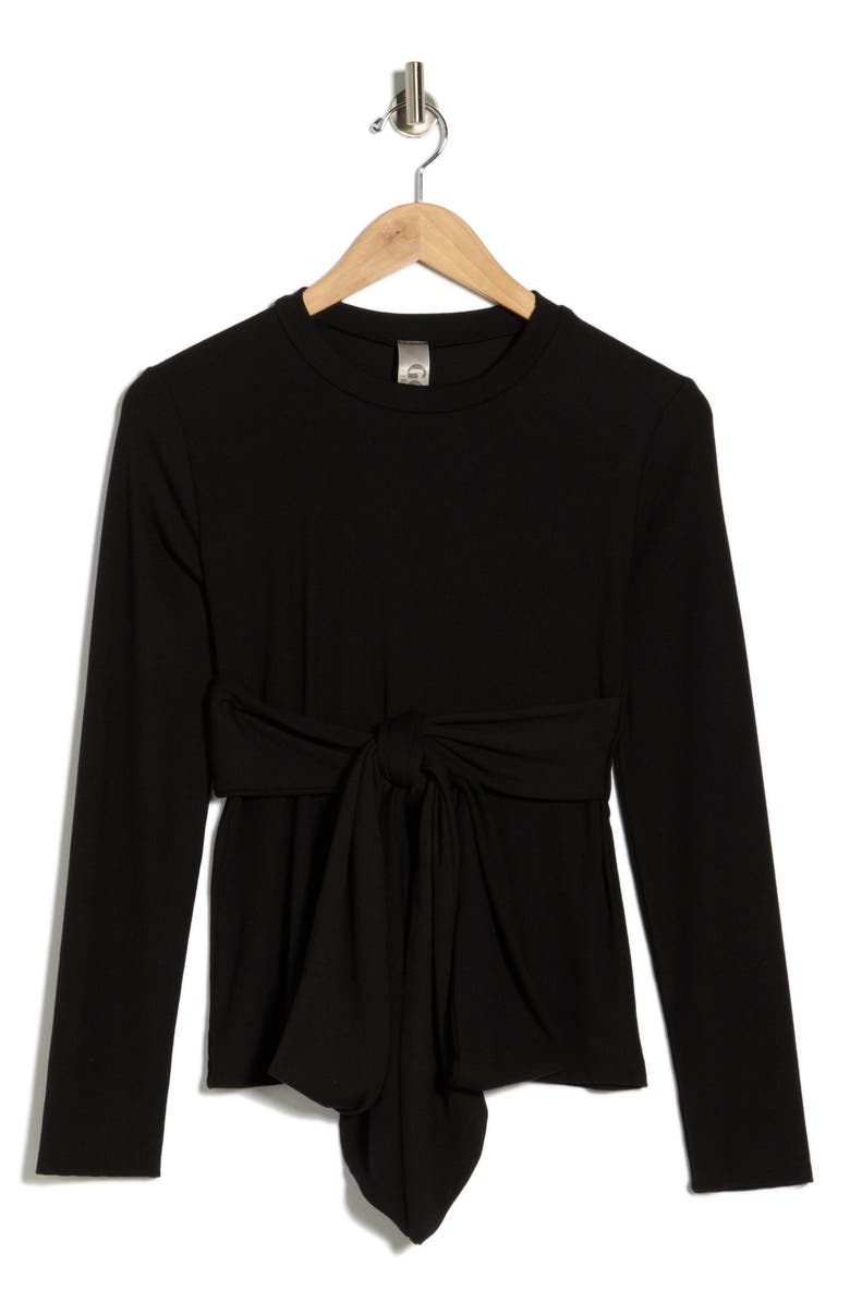 GO COUTURE Tie Front Knit Sweater, Main, color, Black