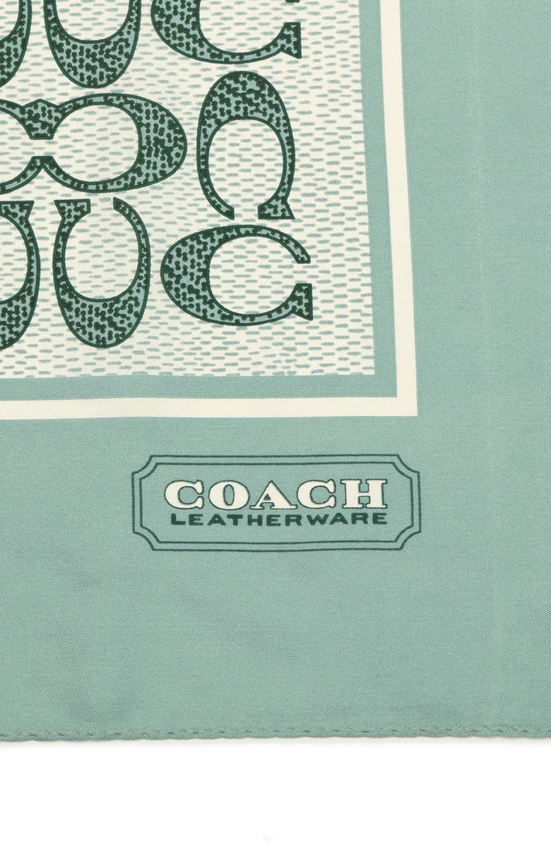 COACH Textured Signature Logo Square Silk Scarf, Alternate, color, Aquamarine